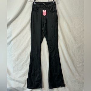Pretty Little Thing coated denim split‎ hem flares Size 8 NWT